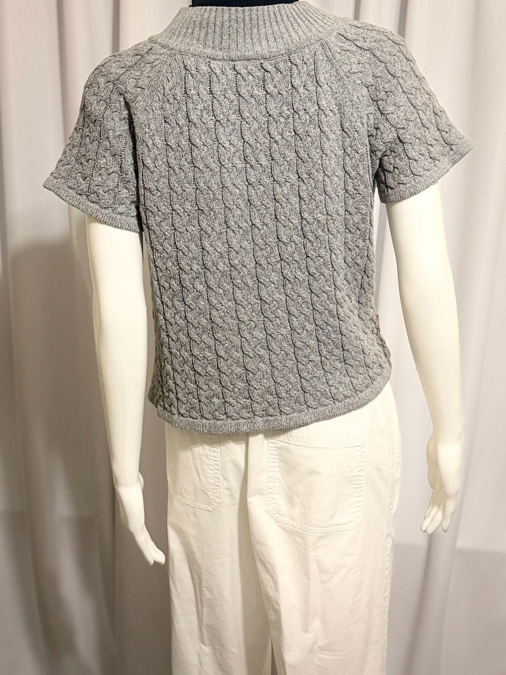 Cato Gray Cable Knit Short Sleeve Cardigan Button Shrug S